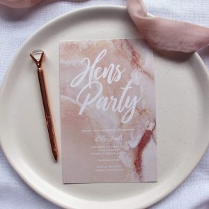 PINK MARBLE HENS PARTY INVITATION