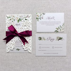 Ivory Roses with Cream Lasercut Wedding Invitation