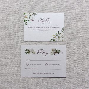 Ivory Roses with Cream Lasercut Wedding RSVP and Details