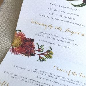 Australian Wildflowers Trifold Wedding Invitation