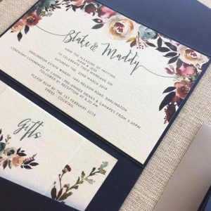 Dusk with Blush Floral 1- Wedding Invitation