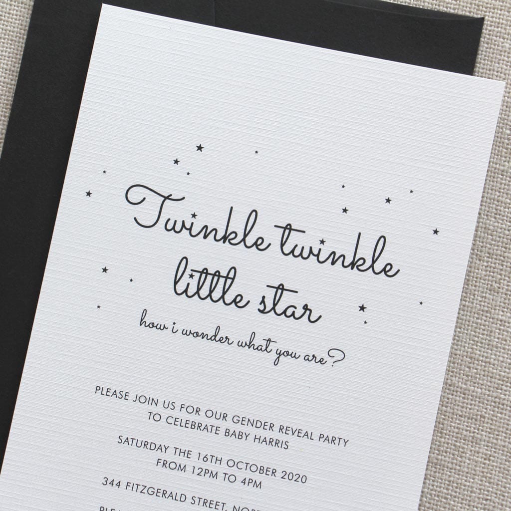 Twinkle Twinkle Gender Reveal Invitation Available Australia Wide