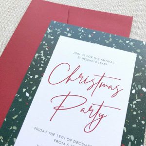 terrazzo christmas invitation, holiday invitation, christmas dinner invitation, terrazzo paper