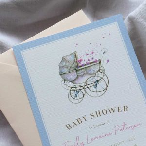 Pastel Carriage Baby Shower Invitation