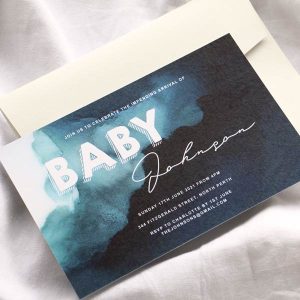 Navy Ink Baby Shower Invitation