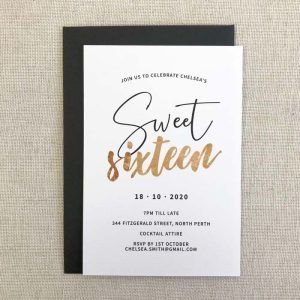 Minimalist Rose Gold Sweet Sixteen Invitation