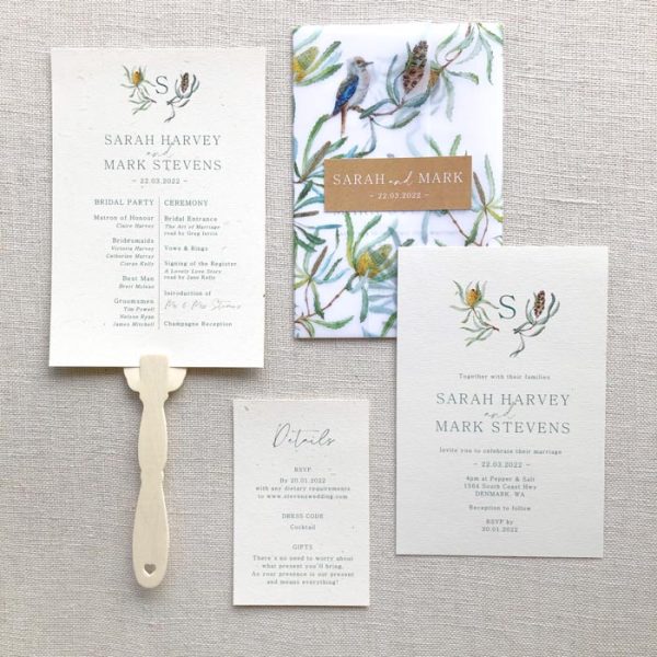 Native Banksia Wedding Invitation Suite