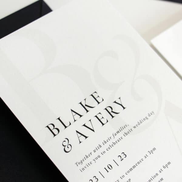 Sleek Monogram Wedding Invitation