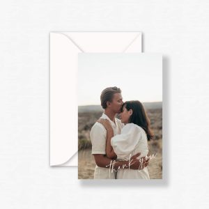 Cherished Wedding Thank You Cards with happy married couple and envelope