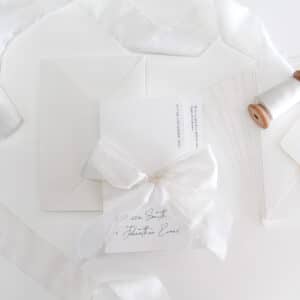 Simply Folded Wedding Invitation with silk ribbon