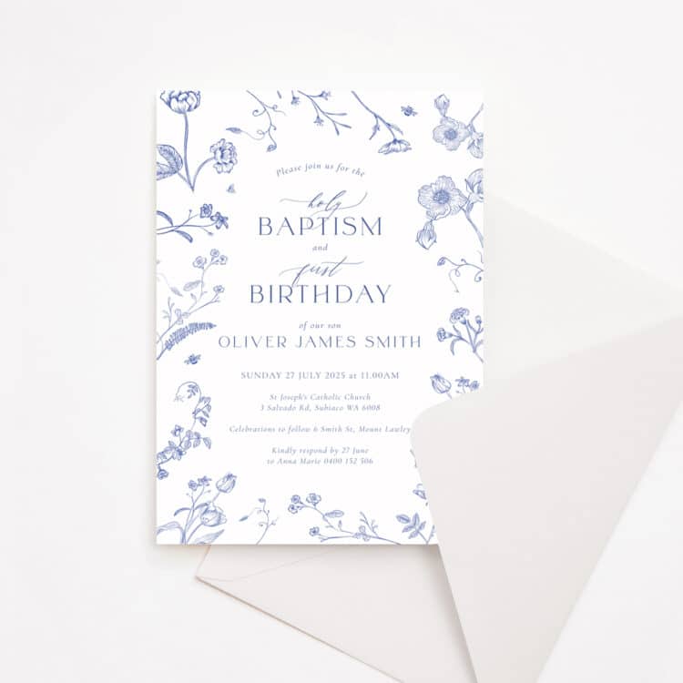 Blossom Birthday Baptism Invitation