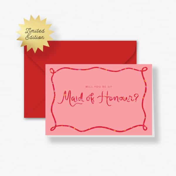 Holographic bridal party proposal card. maid of honour proposal card and envelope