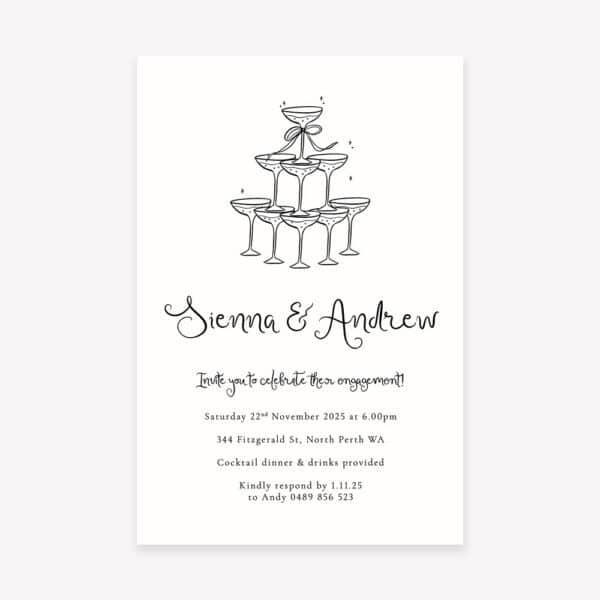 Champagne Tower Engagement Invitations