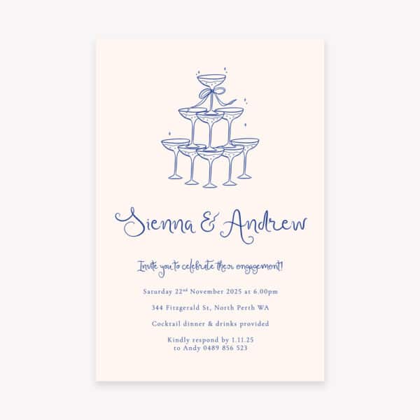 Champagne Tower Engagement Invitations