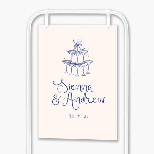 Champagne Tower Engagement Sign