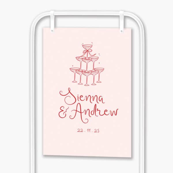 Champagne Tower Engagement Sign