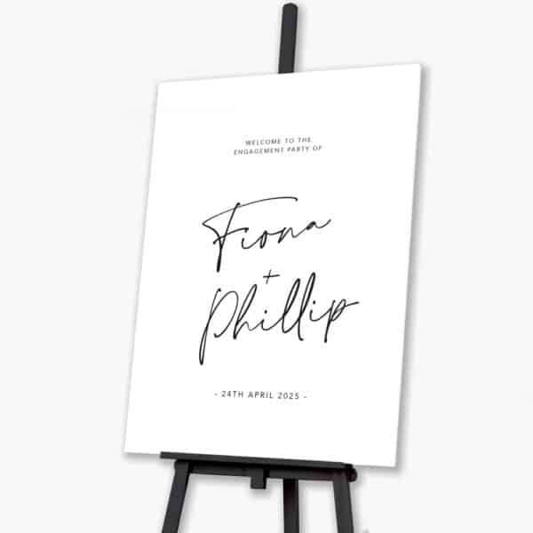 With Love Engagement Sign on easel