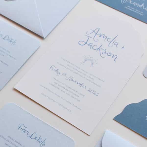 Blue Bubbly Bliss Wedding Invitation - Image 3