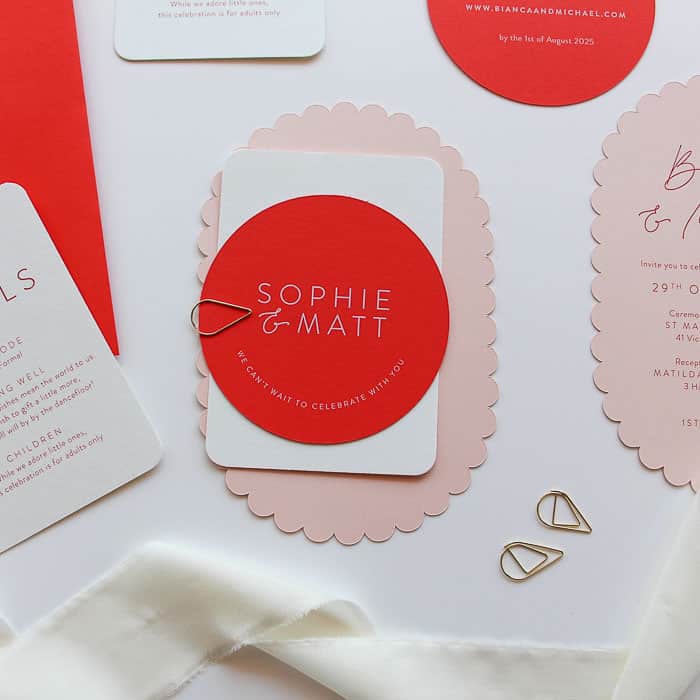 Scalloped Scarlet Wedding Invitation