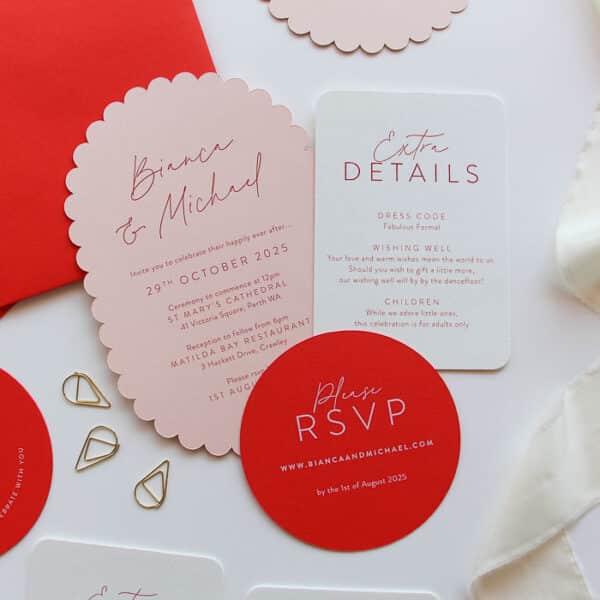 Scalloped Scarlet Wedding Invitation - Image 2