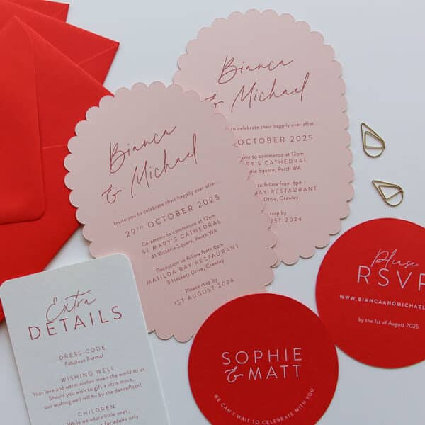 Scalloped Scarlet Wedding Invitation - Image 3