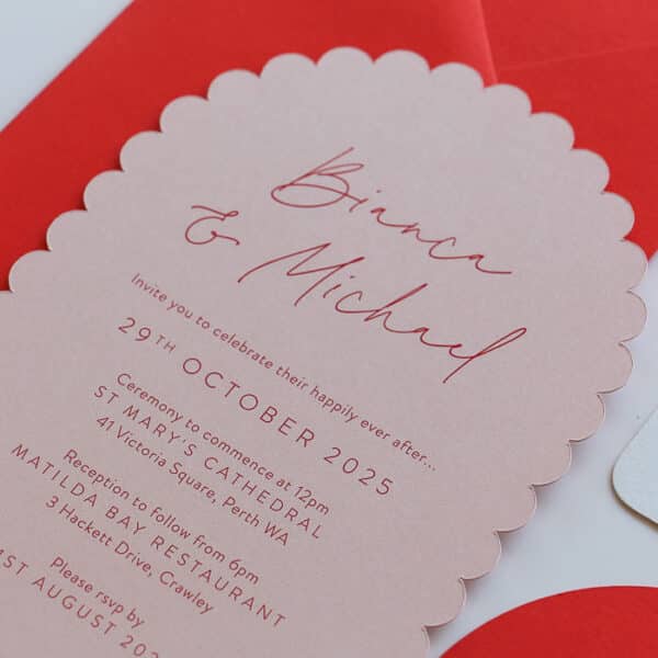 Scalloped Scarlet Wedding Invitation - Image 4